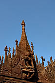 Myanmar - Mandalay, Shwe In Bin Kyaung a wonderful example of the Burmese unique teak architecture and wood-carving art. 